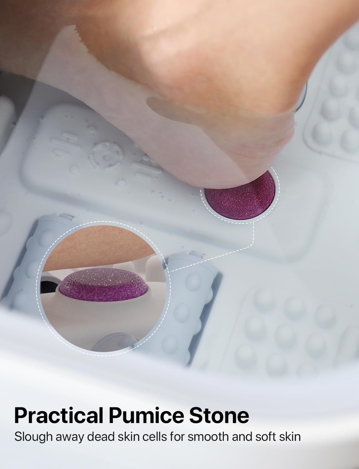 ALLJOY Foot Spa Bath Massager with Heat, Collapsible Foot Massager Spa Soaking Tub with Bubbles, Pumice Stone, Timer, 6 Shiatsu Massage Rollers Pedicure Foot Spa for Relaxation, Gifts