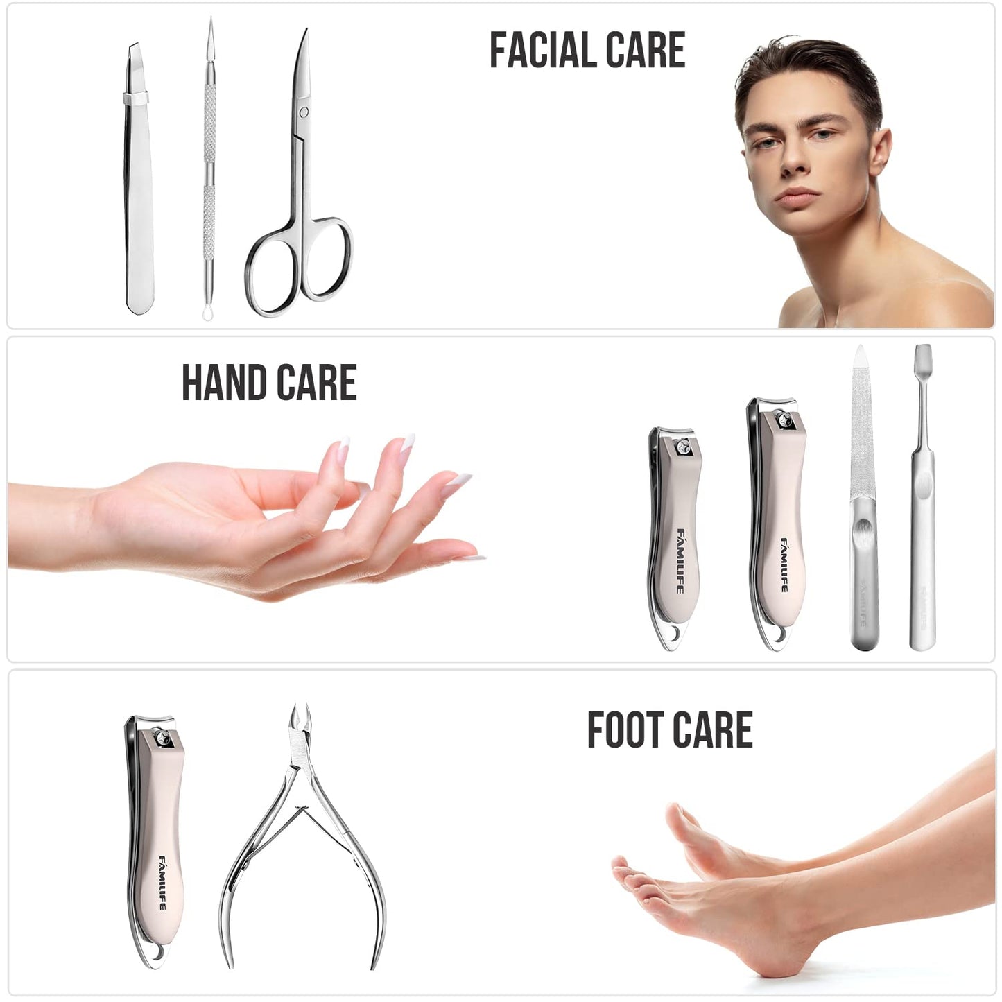 FAMILIFE Manicure Set, Nail Clippers Set Professional Manicure Kit 11 in 1 Stainless Steel Pedicure Tools Nail Kit Mens Grooming Kit with Portable Leather Travel Case Dark Violet Birthday Gifts