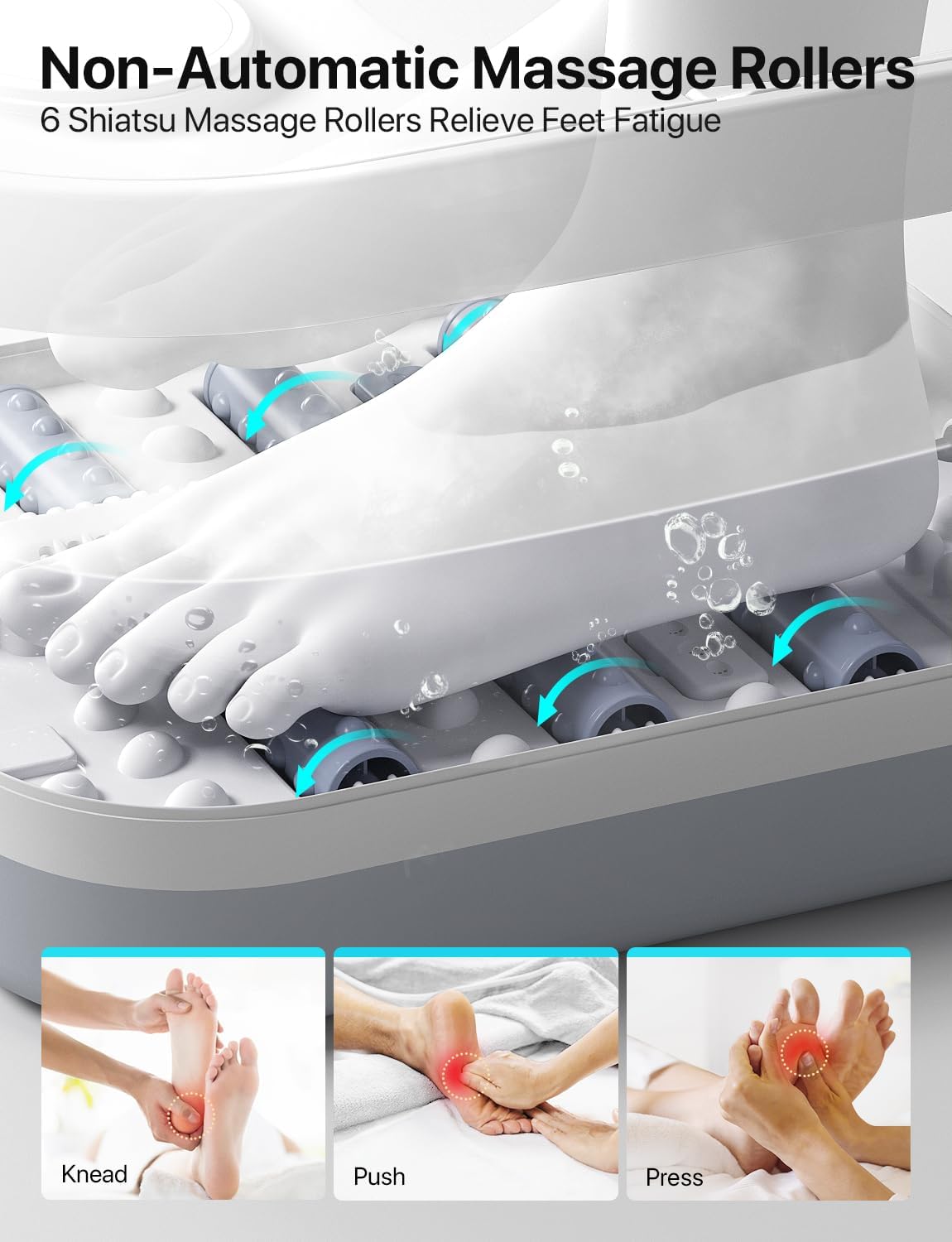 ALLJOY Foot Spa Bath Massager with Heat, Collapsible Foot Massager Spa Soaking Tub with Bubbles, Pumice Stone, Timer, 6 Shiatsu Massage Rollers Pedicure Foot Spa for Relaxation, Gifts