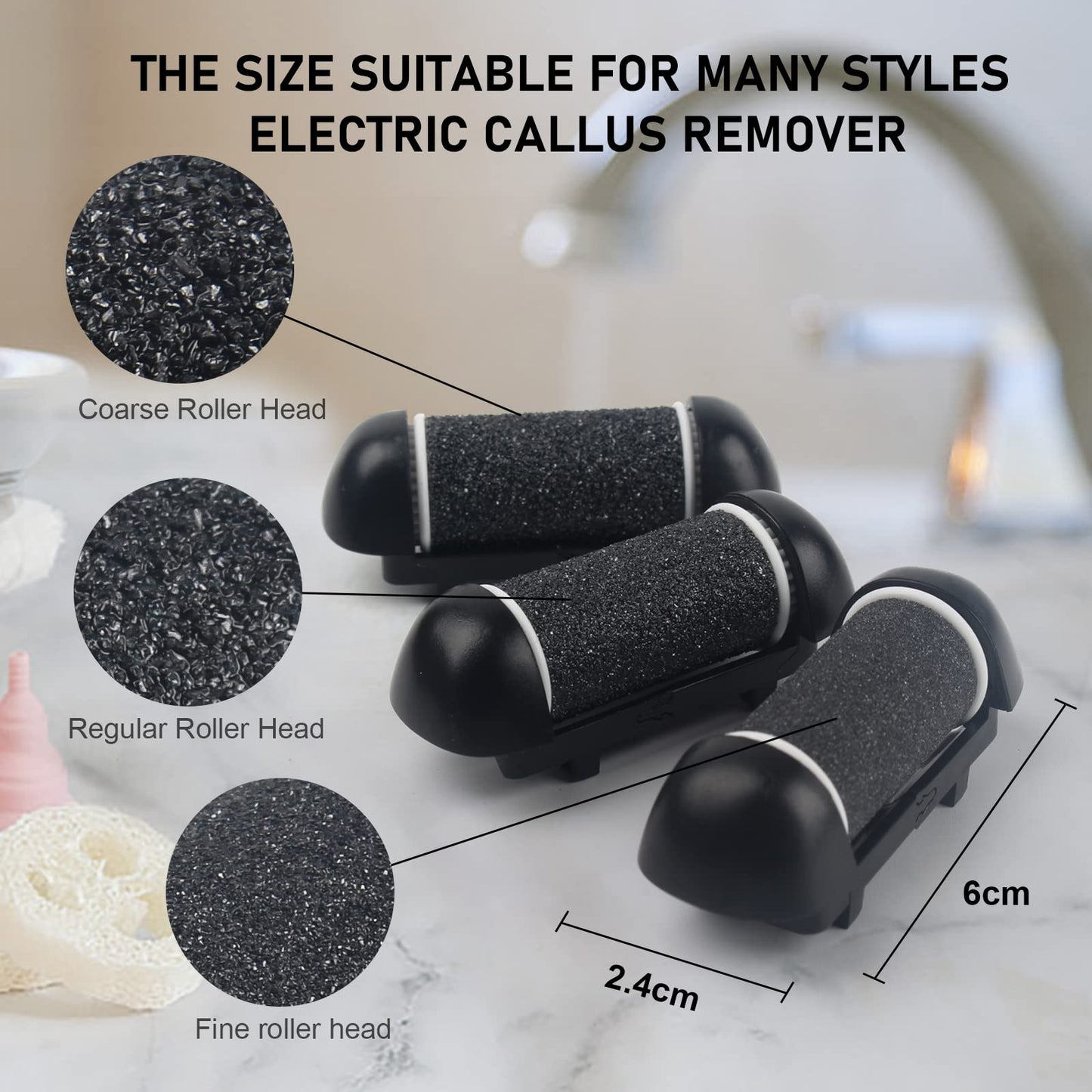 Electric Callus Remover for Feet, Rechargeable Portable Electronic Foot File Pedicure Kit, Waterproof Foot Scrubber File, Professional Pedicure Tools, Foot Care for Dead Skin Ideal Gift, 3 Rollers