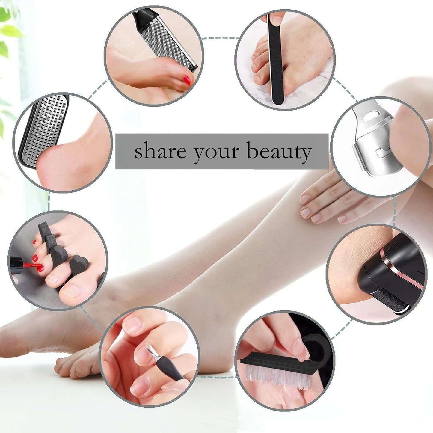 Electric Callus Remover for Feet, Rechargeable Portable Electronic Foot File Pedicure Kit, Waterproof Foot Scrubber File, Professional Pedicure Tools, Foot Care for Dead Skin Ideal Gift, 3 Rollers