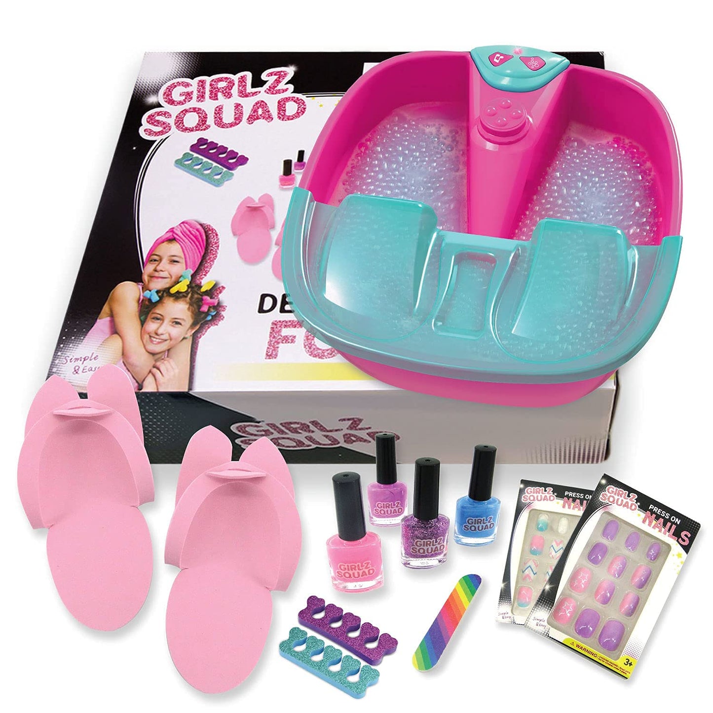 Foot Spa Sets for Girls Ages 7-12 with Nail Kit for Kids - DIY Manicure and Pedicure Set with Foot Care Kit Perfect for Sleepovers and Slumber Party. Helps Develop Self-Care and Creativity