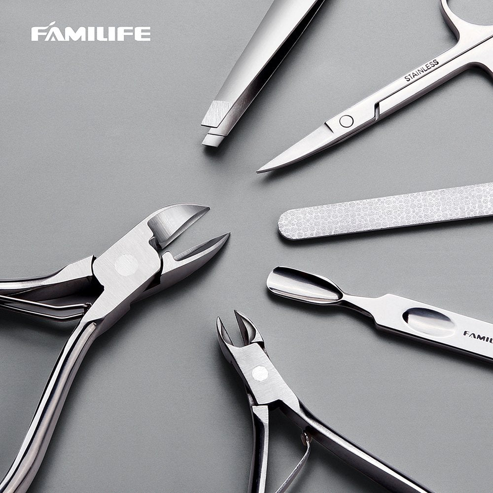 FAMILIFE Manicure Set, Nail Clippers Set Professional Manicure Kit 11 in 1 Stainless Steel Pedicure Tools Nail Kit Mens Grooming Kit with Portable Leather Travel Case Dark Violet Birthday Gifts