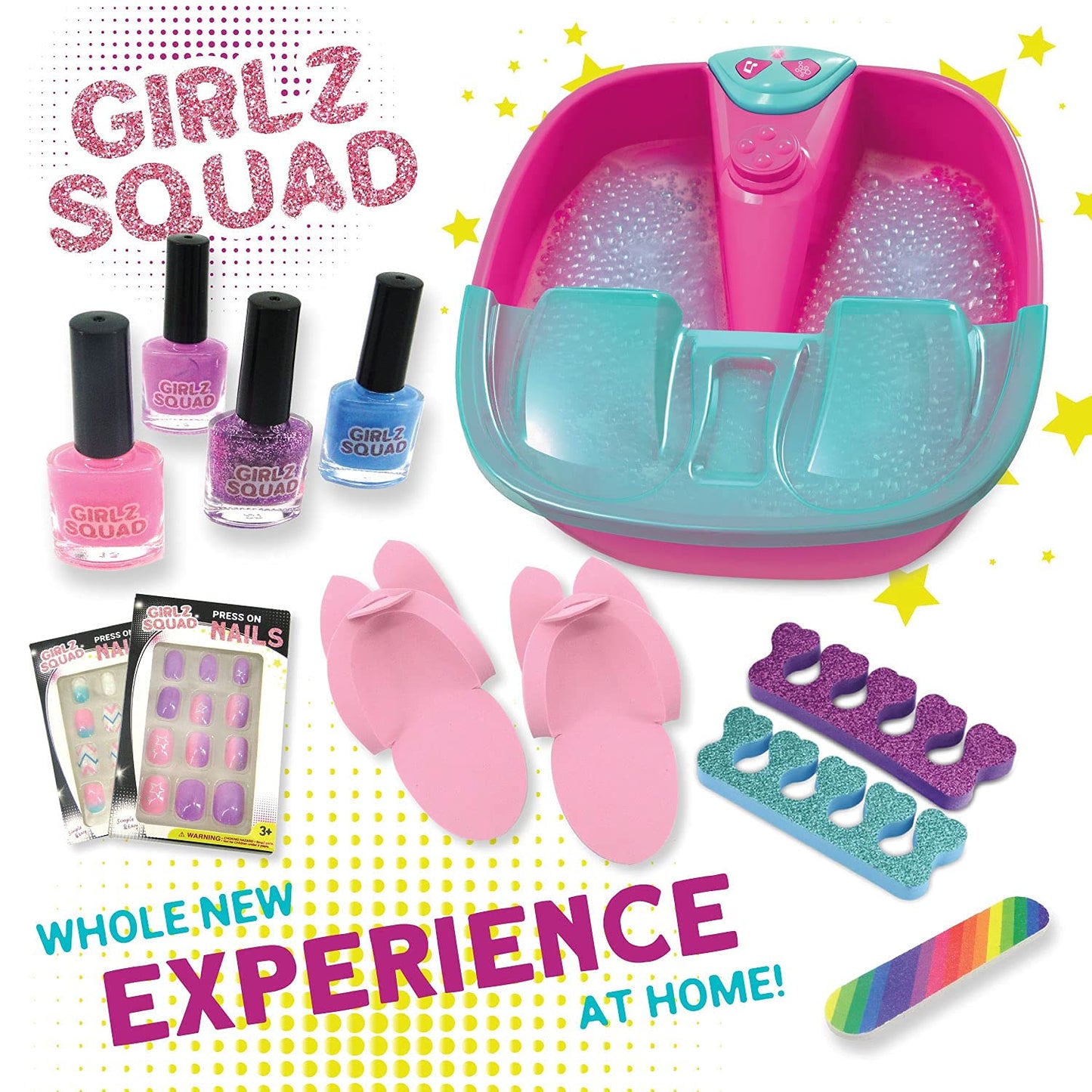 Foot Spa Sets for Girls Ages 7-12 with Nail Kit for Kids - DIY Manicure and Pedicure Set with Foot Care Kit Perfect for Sleepovers and Slumber Party. Helps Develop Self-Care and Creativity
