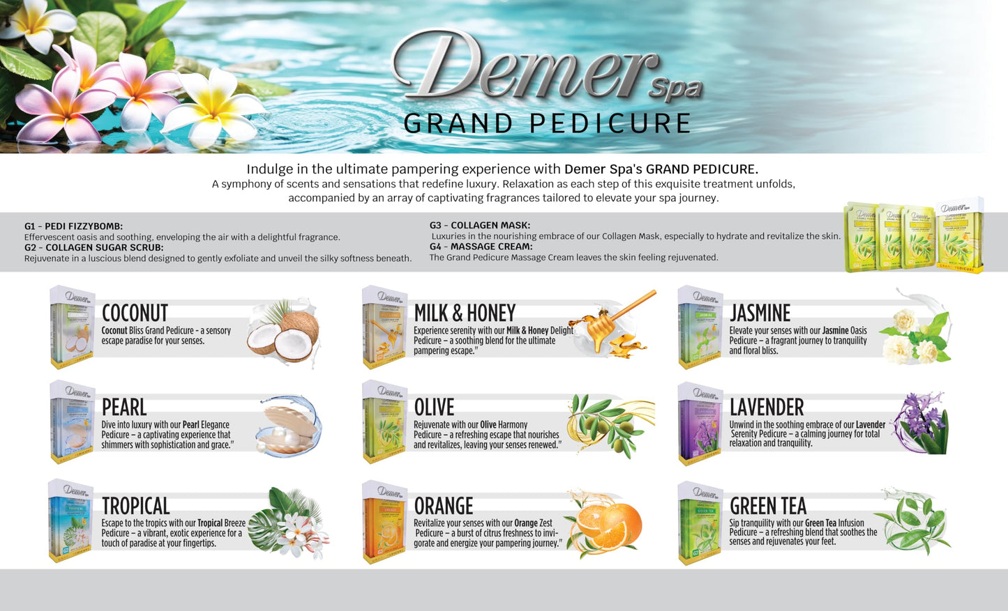 Demer Bomb Spa Deluxe Pedicure 4in1 Kit - Coconut, Clear