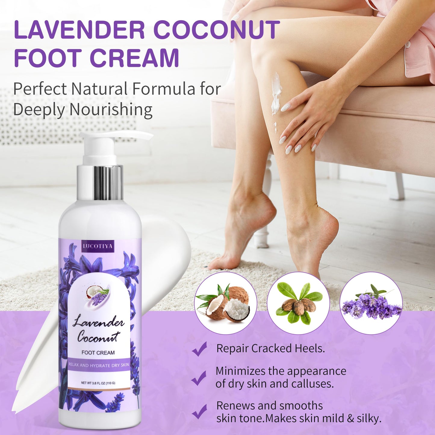 Foot Soak Set Feet Callus Remover Pedicure Set - Lavender Foot Soak Salts,Foot File,Foot Scrub & Urea Foot Cream Pedicure Supplies For Dry Cracked Feet Foot Spa Kit for Women