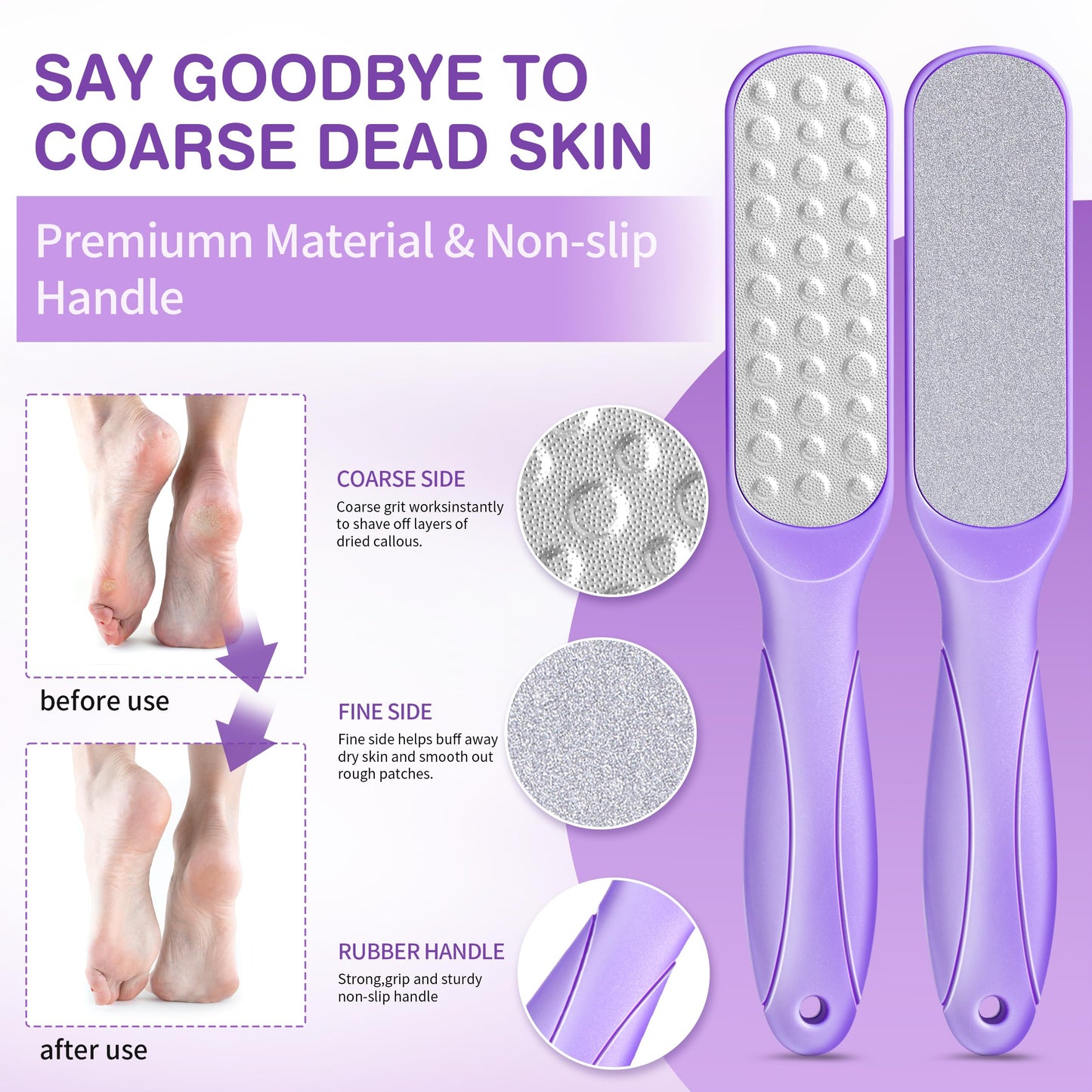 Foot Soak Set Feet Callus Remover Pedicure Set - Lavender Foot Soak Salts,Foot File,Foot Scrub & Urea Foot Cream Pedicure Supplies For Dry Cracked Feet Foot Spa Kit for Women
