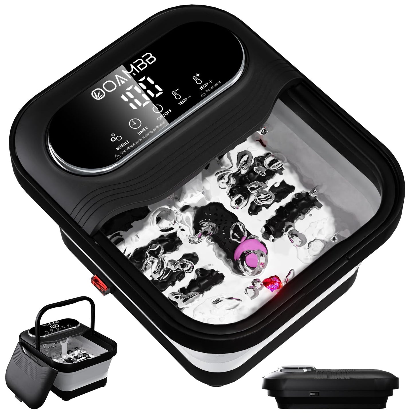 Collapsible Foot Spa with Heat, Bubble and Temp Control, Foot Bath Massager with XL Touch Screen and Massage Rollers, Foot Soaking Tub, Pedicure Foot spa for Stress Relief (Grey)