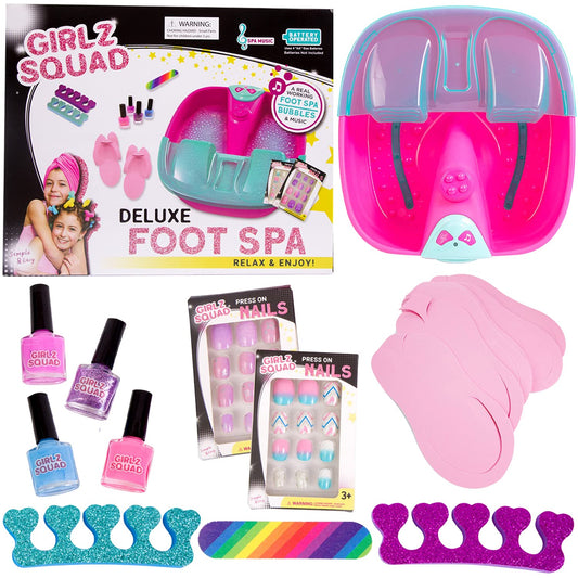 Foot Spa Sets for Girls Ages 7-12 with Nail Kit for Kids - DIY Manicure and Pedicure Set with Foot Care Kit Perfect for Sleepovers and Slumber Party. Helps Develop Self-Care and Creativity
