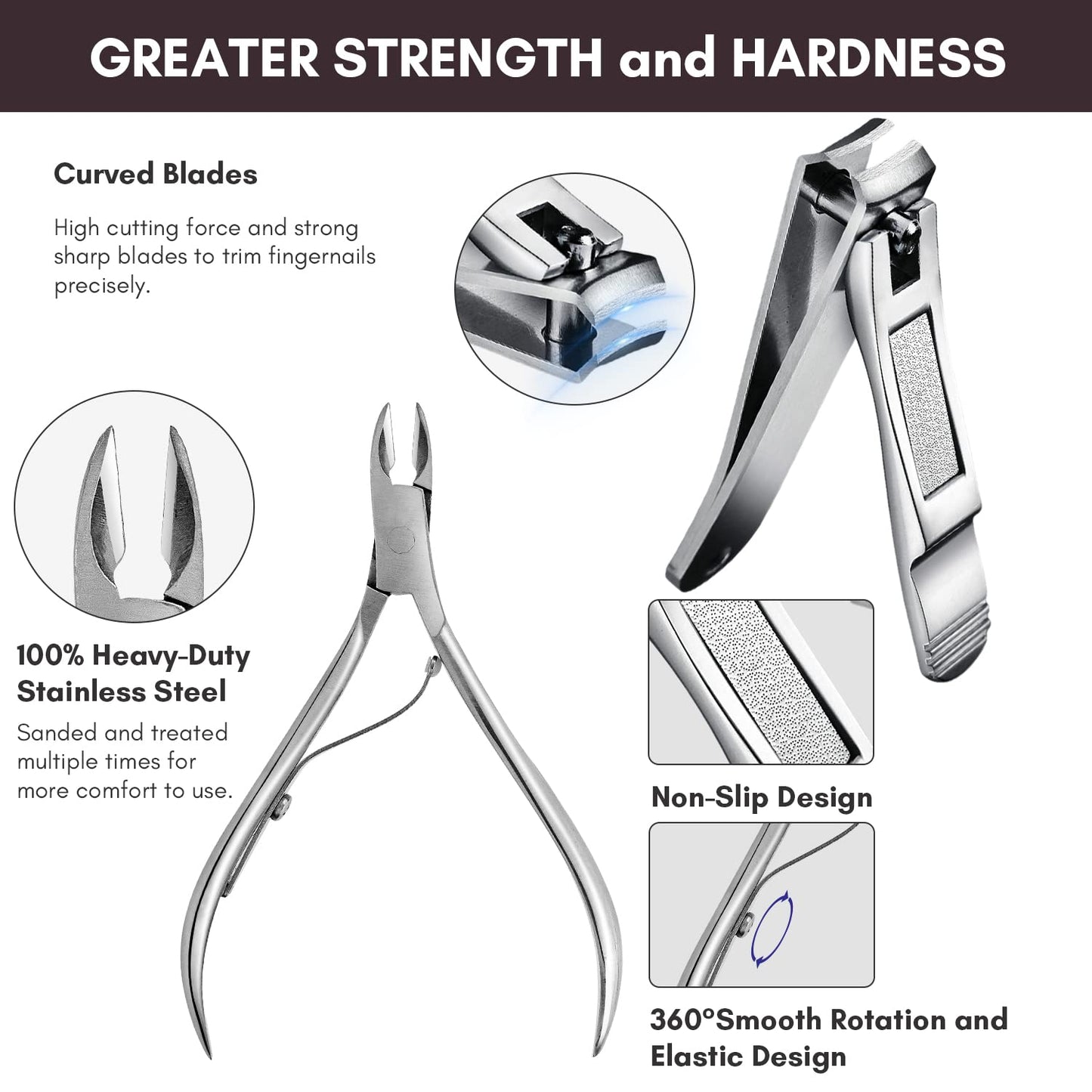 FAMILIFE Manicure Set, Nail Clippers Set Professional Manicure Kit 11 in 1 Stainless Steel Pedicure Tools Nail Kit Mens Grooming Kit with Portable Leather Travel Case Dark Violet Birthday Gifts